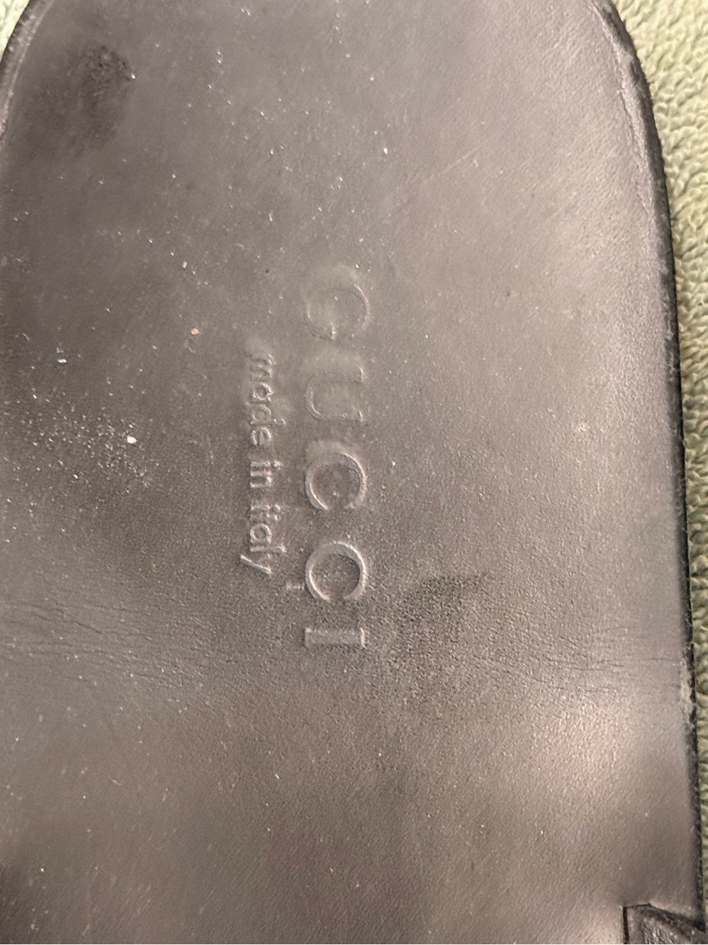 Gucci Black Embossed GG Slide Sandals - Picture 6 of 10